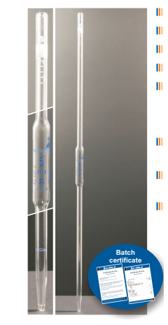 Volumetric pipette 1 mark, blue printing, class A, Normax 20 ml