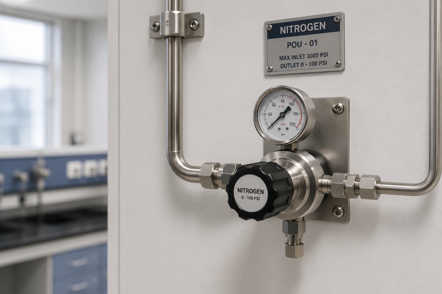 Point-of-use gas regulator panel for laboratory instruments and workstations in Saudi Arabia