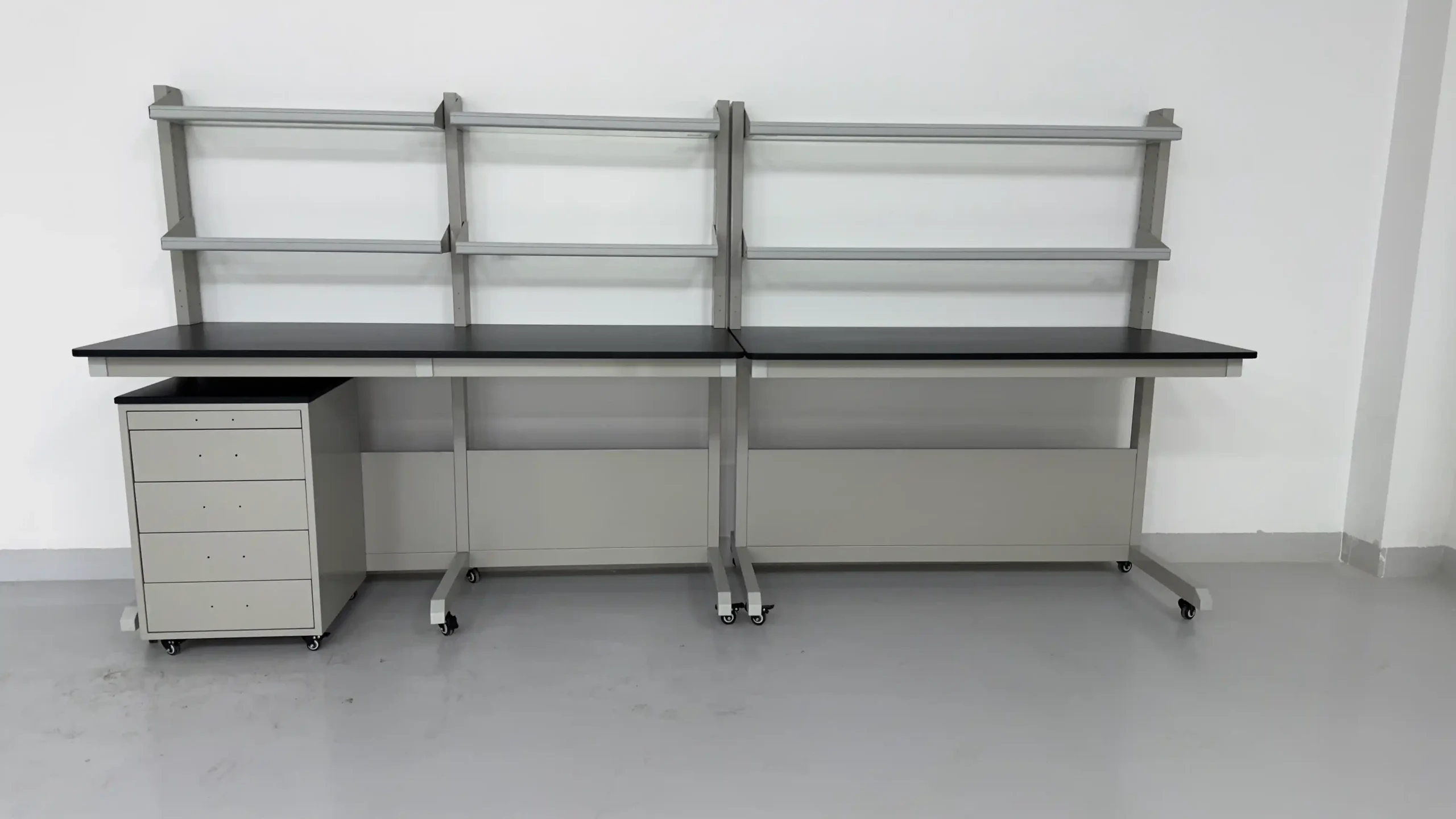 Mobile lab bench with shelving installed at NADEC laboratory