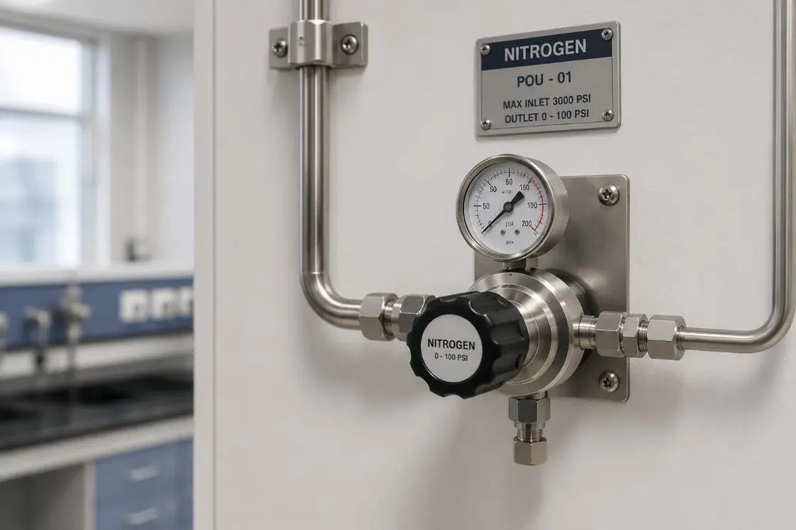Point-of-use gas regulator panel for laboratory instruments and workstations in Saudi Arabia