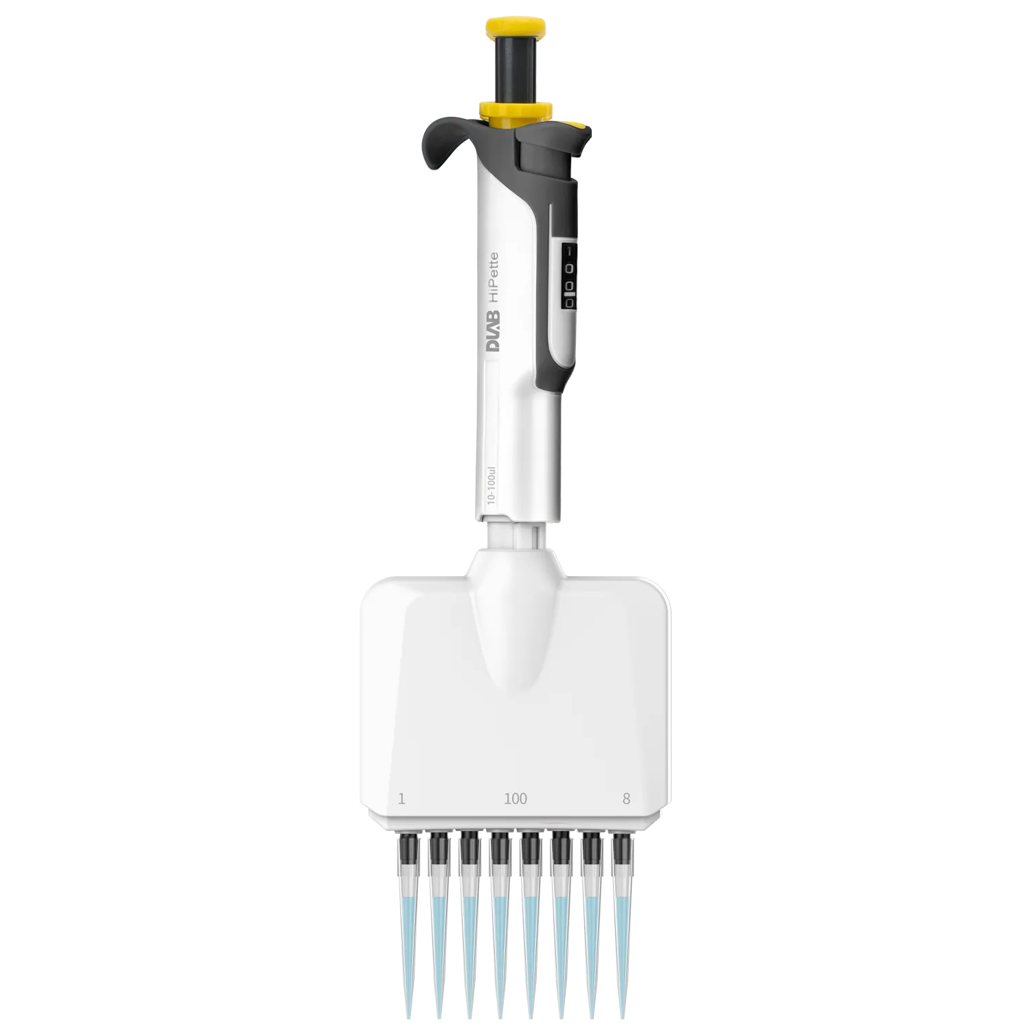 HiPette Fully Autoclavable Manual 8-Channel Adjustable Colorful Pipette, 0.5-10μL