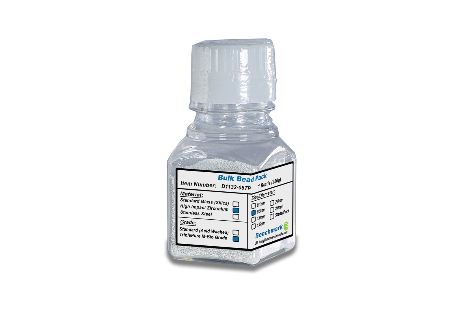 0.5mm Zirconium Beads, Triple-Pure Molecular Biology Grade, 250g, D1132-05TP