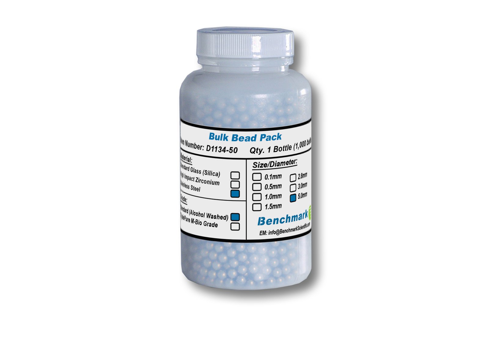 5.0mm Stainless Steel, alcohol washed, 1000/pk, D1134-50