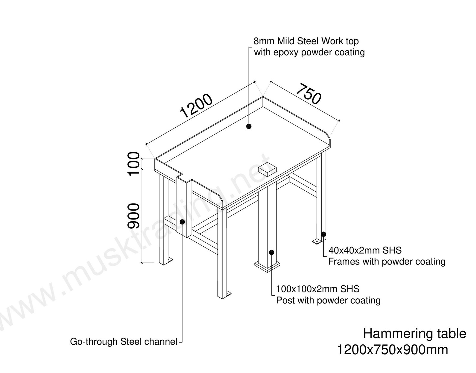 Heavy-Duty Steel Hammering Table in a laboratory, Saudi Arabia