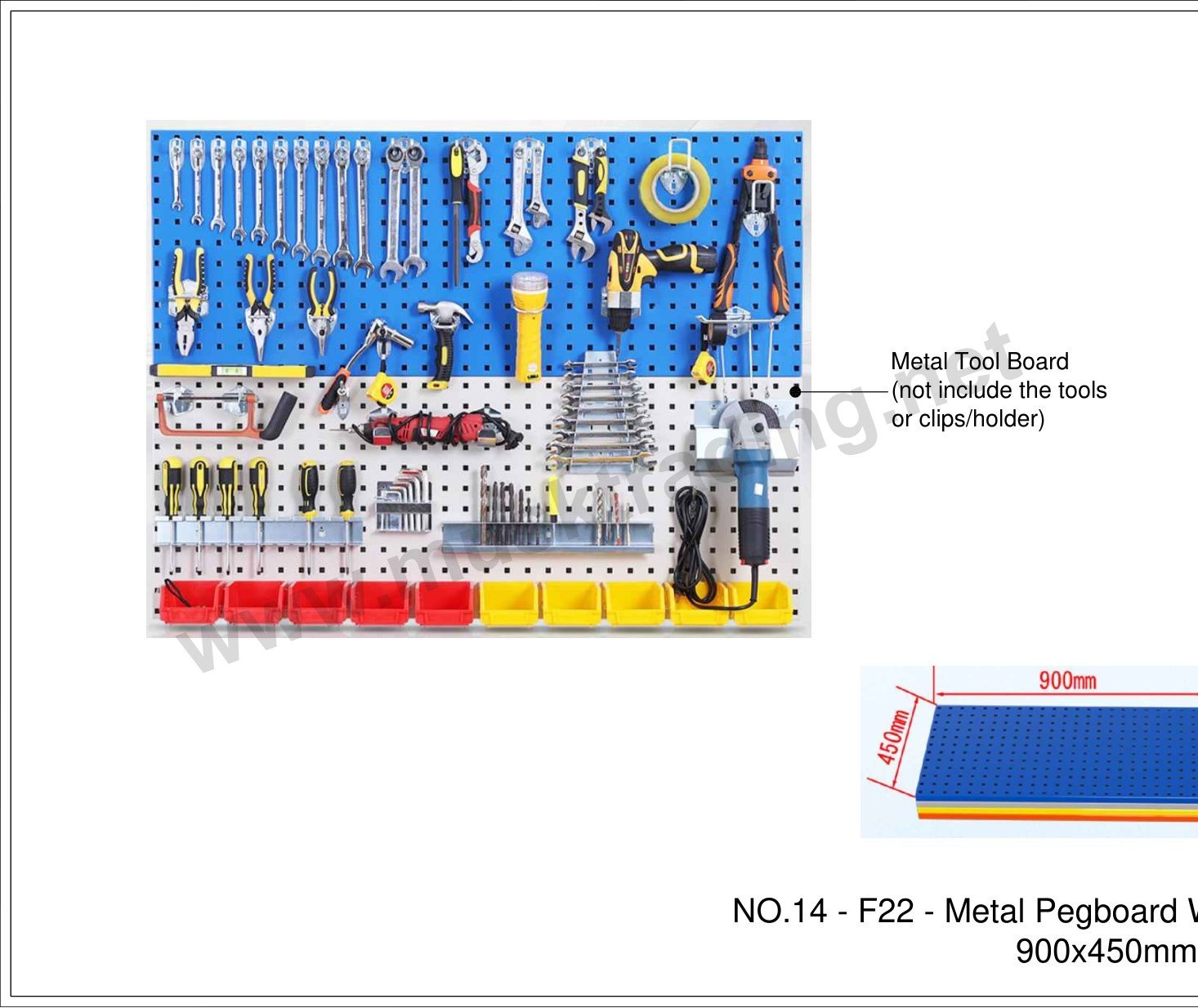 Metal Pegboard Tool Wall – 900 x 450 mm