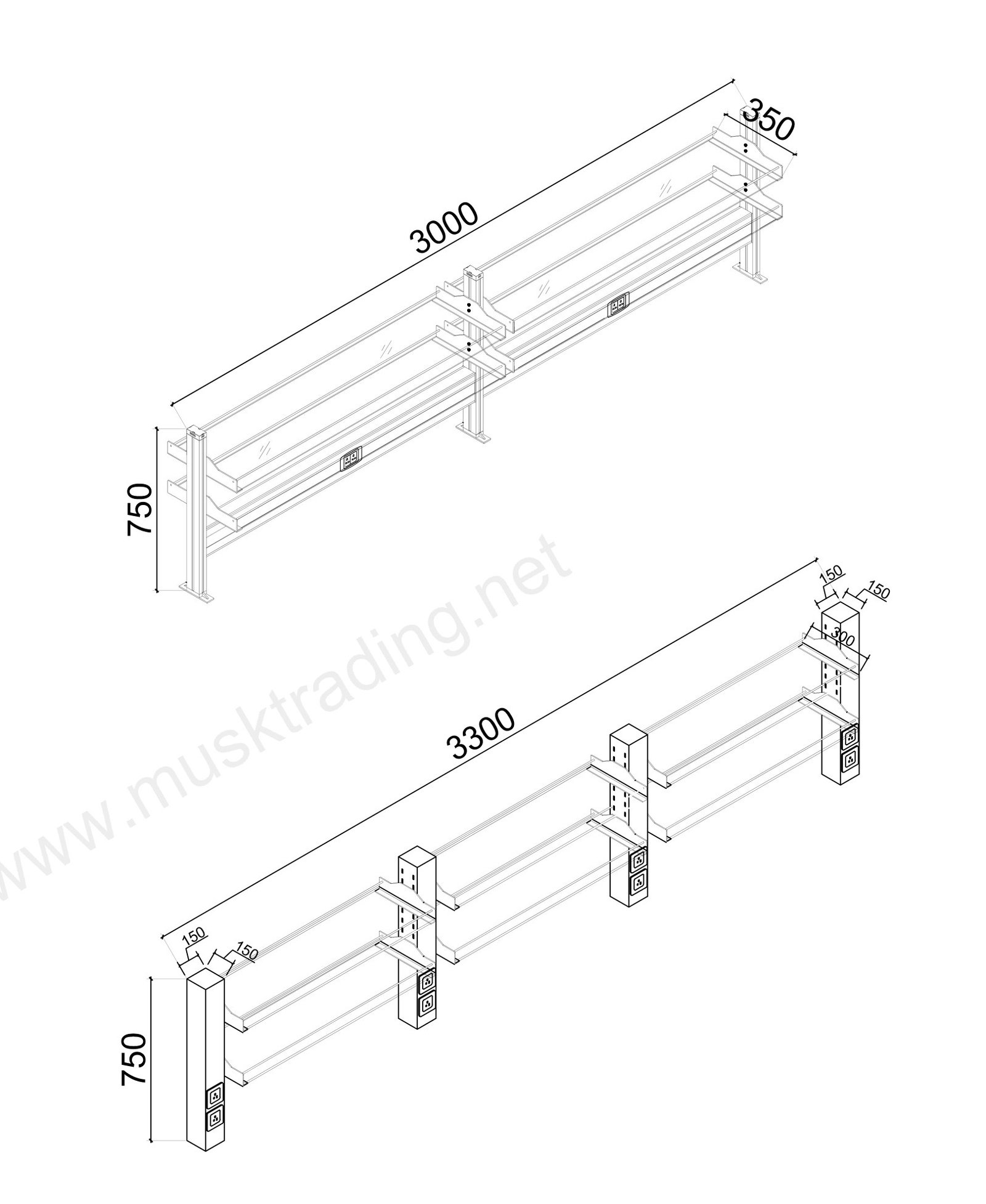 Reagent Rack Shelving for Laboratory Island Bench in a laboratory, Saudi Arabia