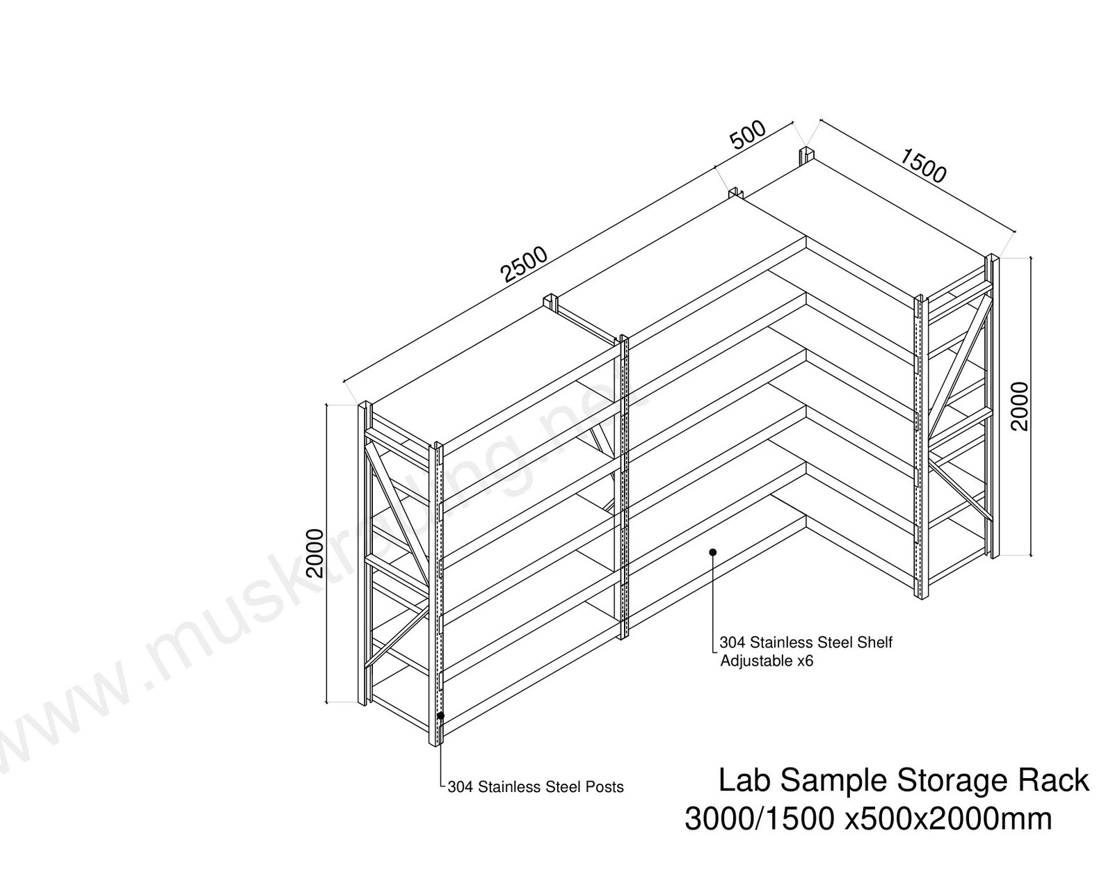 L-Shaped Stainless Steel Laboratory Sample Storage Rack in a laboratory, Saudi Arabia