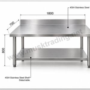 Stainless Steel Post-Processing Table with Detachable Lower Shelf – 1800 x 700 x 800 mm