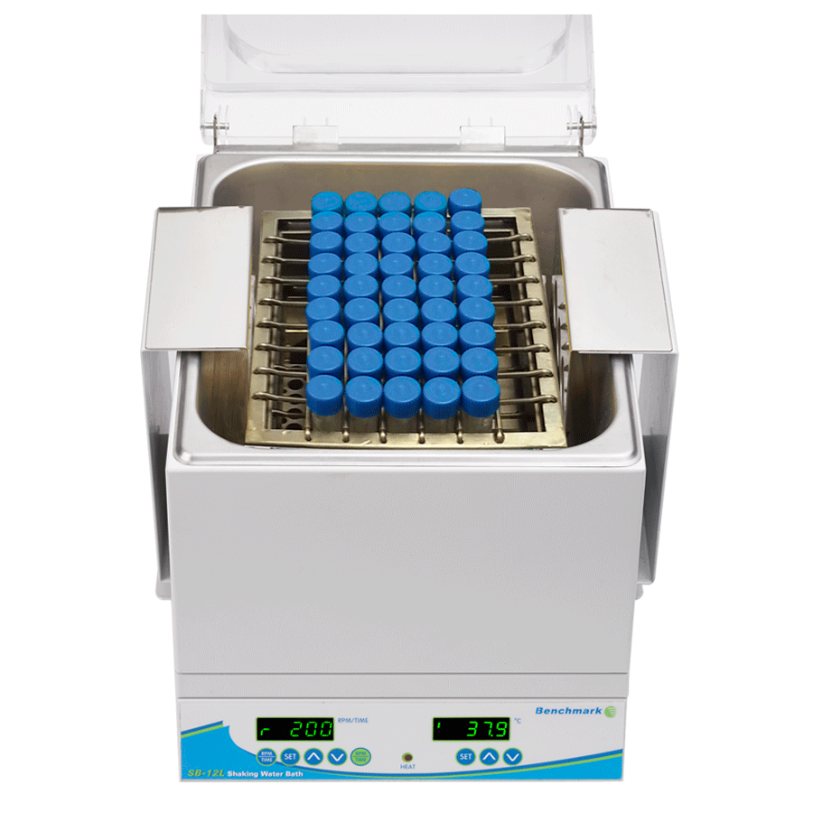 SB-12L Shaking Water Bath with universal spring platform for tubes, bottles, and flasks, SB0012