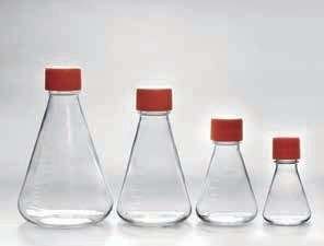 Erlenmeyer shake flasks 125 mL to 1000 mL, PETG (polyethylene terephthalate glycol-modified), seal or vent cap, sterile