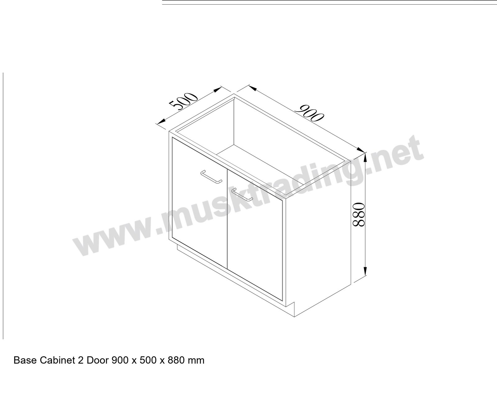 Under Bench Cabinet 2 Door 900 mm - Saudi Arabia