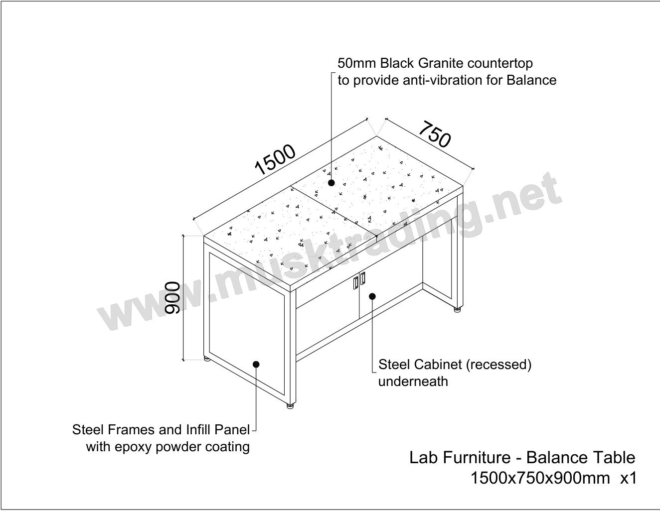 Balance Table with Granite Top - MSK-BT-GR-1500