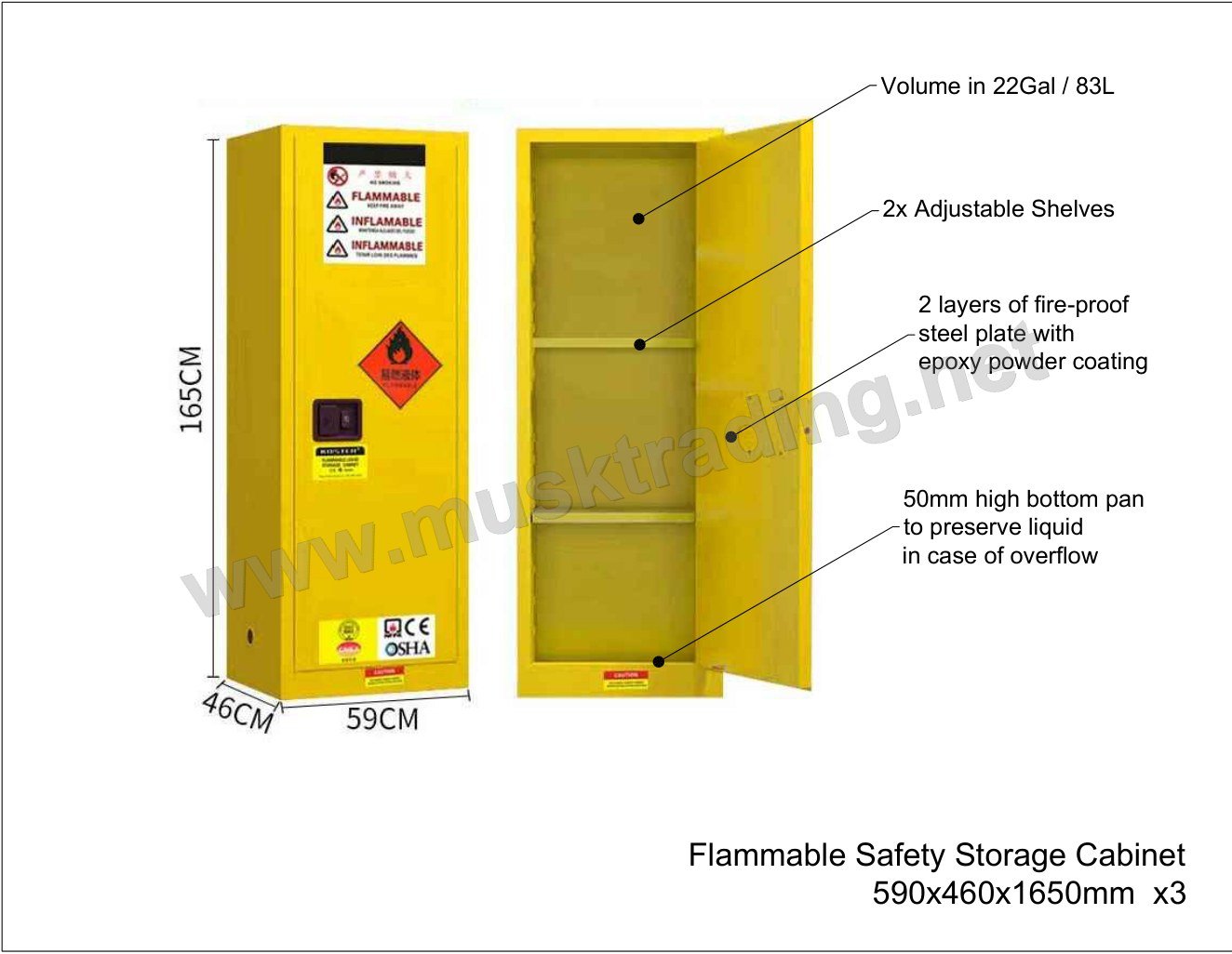 Flammable Safety Storage Cabinet - MSK-FSC-83L-590