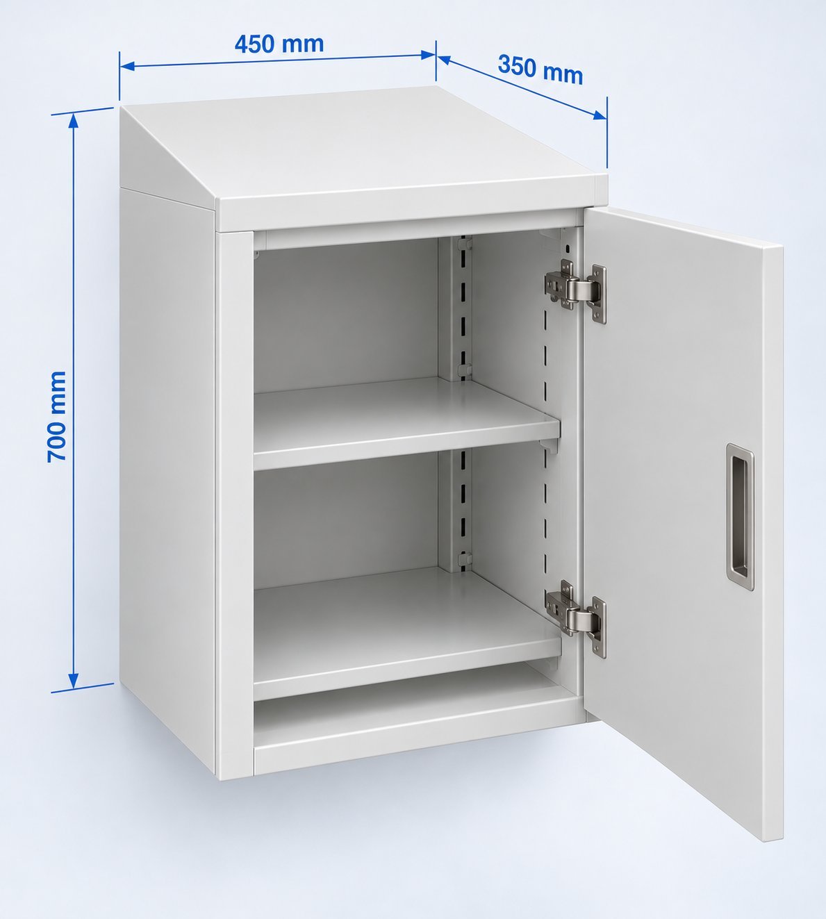 Hospital Wall-Mounted Cabinet with 30 Degree Sloped Top - 450 x 350 x 700 mm