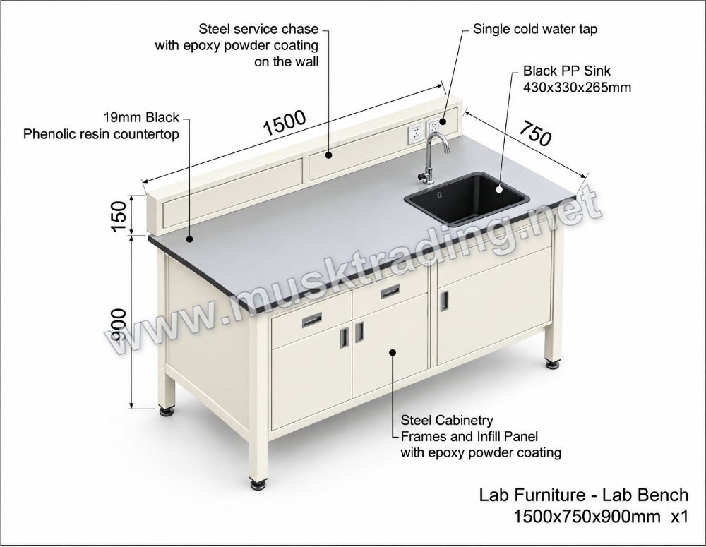 Lab Bench with Sink - MSK-LB-PC-1500