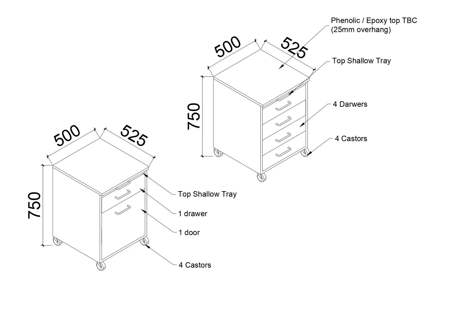 Mobile cabinet and mobile drawer unit drawing - Saudi Arabia