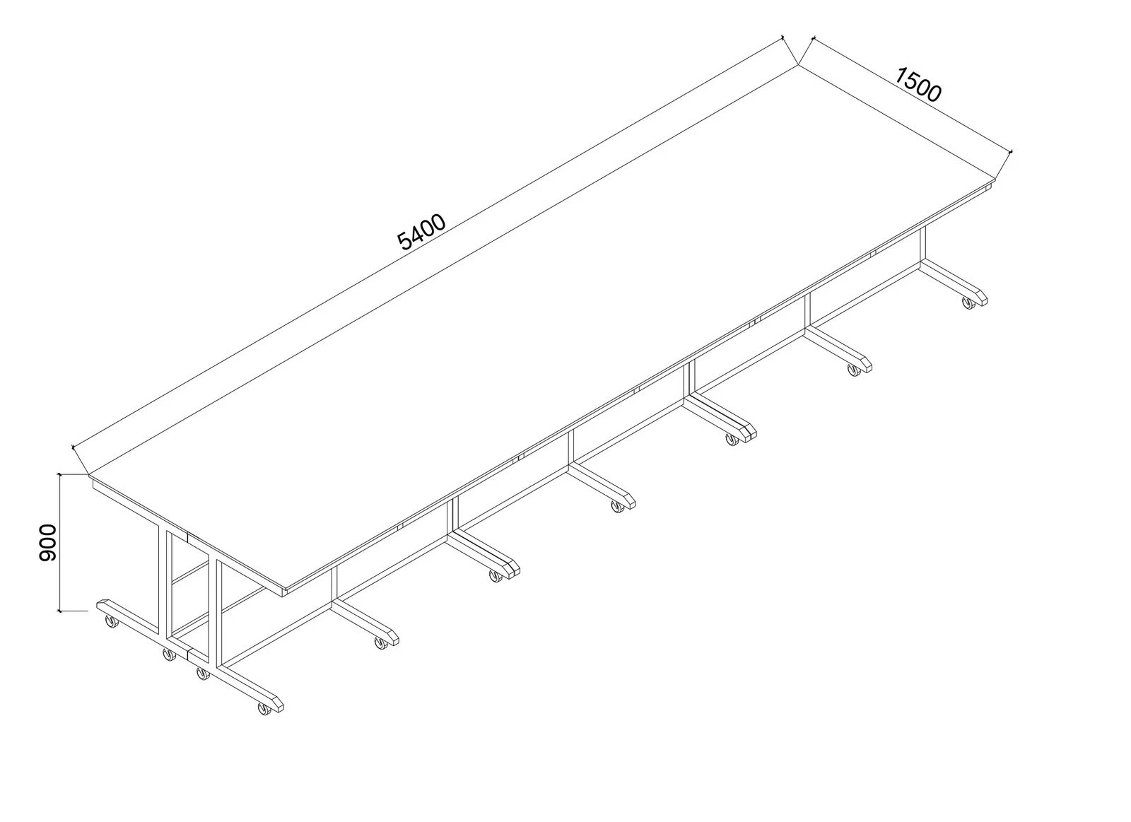 Mobile island lab bench 5400 x 1500 x 900 mm drawing - Saudi Arabia