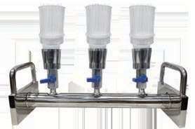 Stainless steel (316) 3 or 6 place manifold with 47 mm sterile disposable filter units, 100 mL