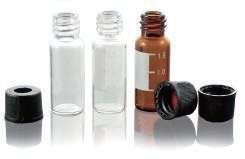 2 mL autosampler vials, 8-425 short screw thread, clear or amber, 100 pcs/pk