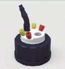Solvent waste container safety cap with carbon exhaust filter, GL45 / S60, 2 or 4 ports